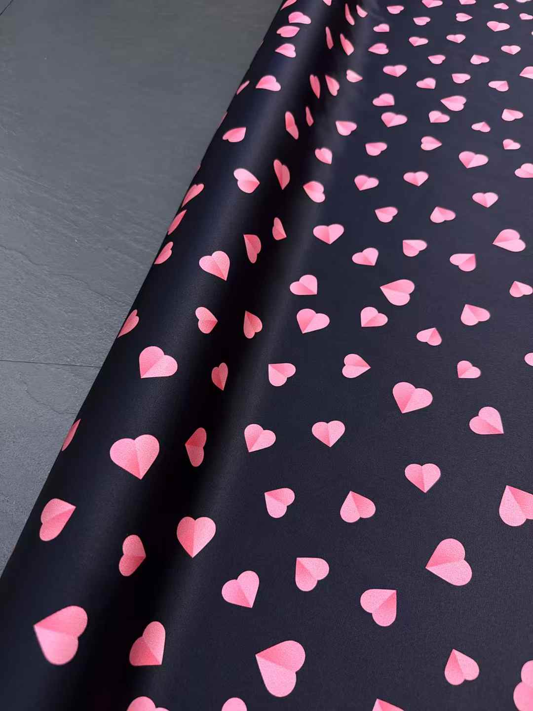 Crystal Mesh Fabric - Pink Hearts Real Silk Fabric Elastic