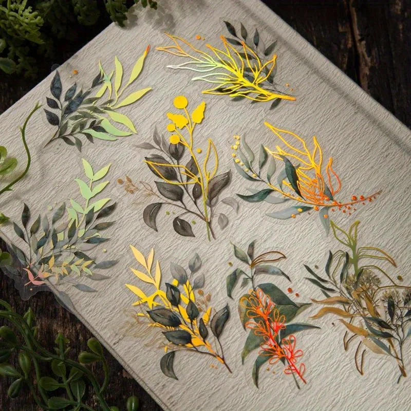 Embellishments For Scrapbooking - Vintage Botanical Sticker Flakes Gold Foil