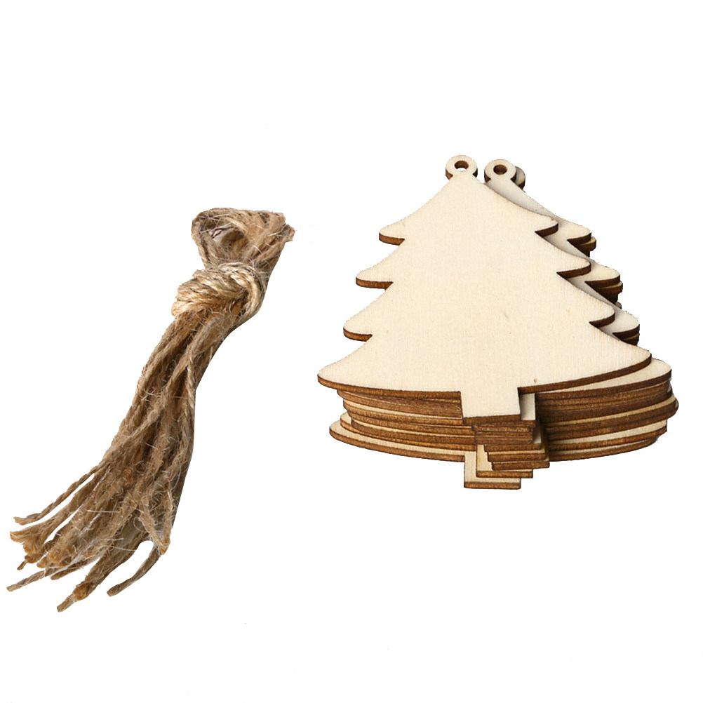 Christmas Craft Embellishment - 10Pcs Unfinished Wooden Christmas Ornaments Set