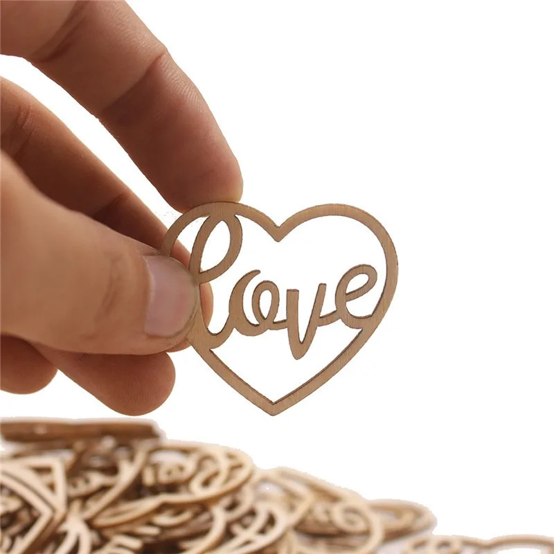 50pcs Heart Wooden Ornament He - Craft Embellishment review and price