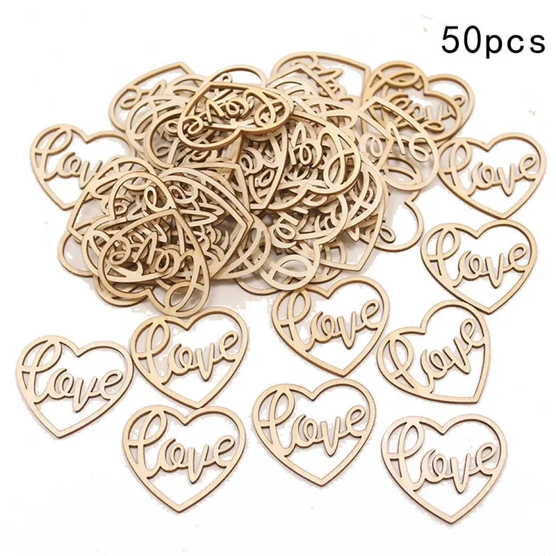 50pcs Heart Wooden Ornament He - Craft Embellishment review and price