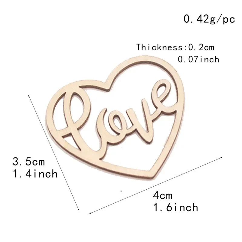 50pcs Heart Wooden Ornament He - Craft Embellishment review and price