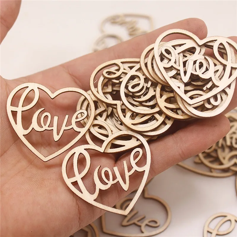 50pcs Heart Wooden Ornament He - Craft Embellishment review and price