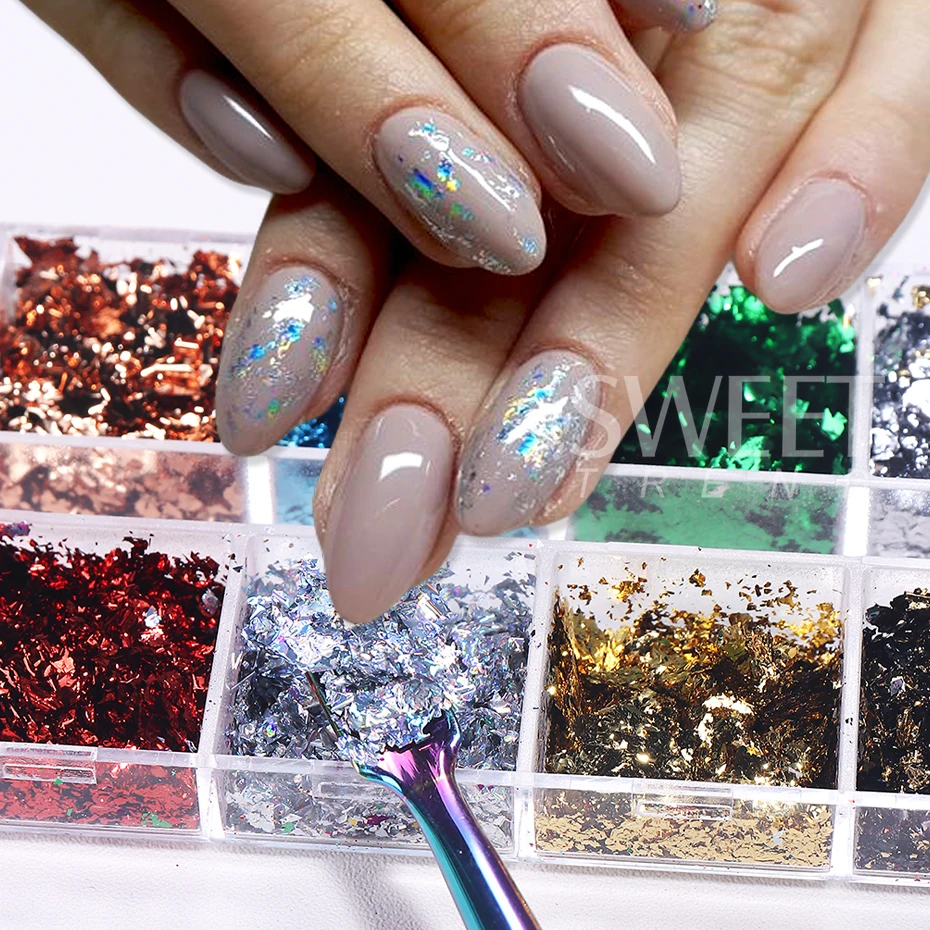 12 Grids Golden Foils Nails Gl - Glitter Vinyl Roll review and price