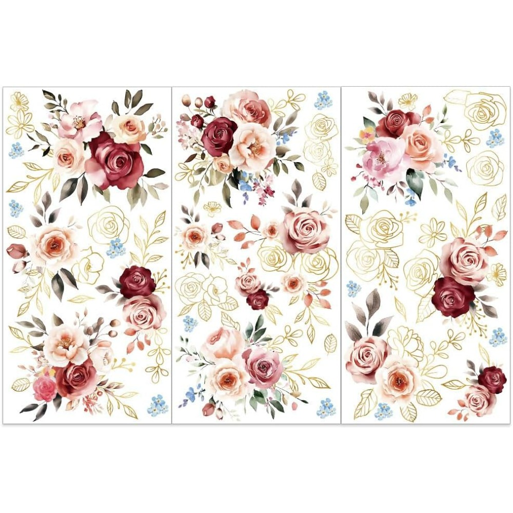 3pcs/Set Watercolor Roses Rub  - Embellishment Crafts review and price