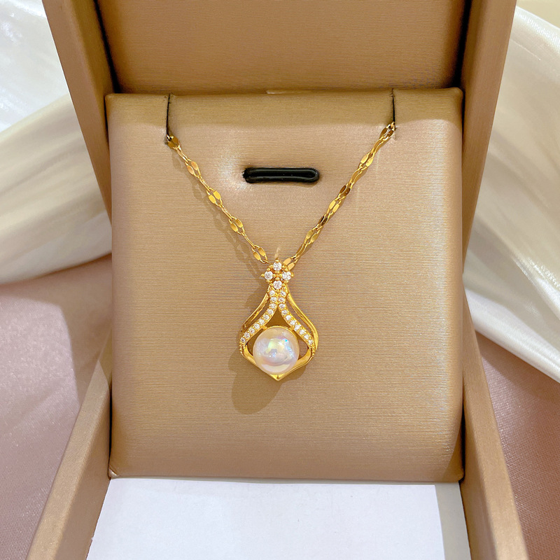 Elegant Women's K14 Gold Color - Pearl Trim Chain review and price