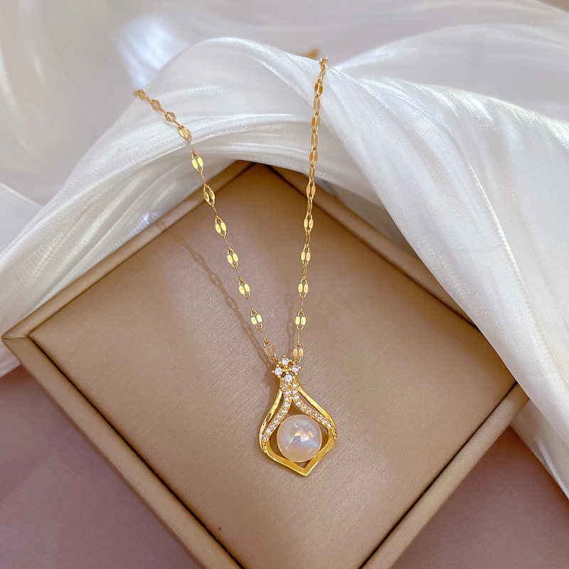 Elegant Women's K14 Gold Color - Pearl Trim Chain review and price