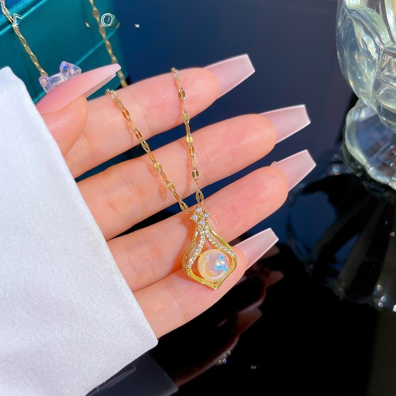 Elegant Women's K14 Gold Color - Pearl Trim Chain review and price