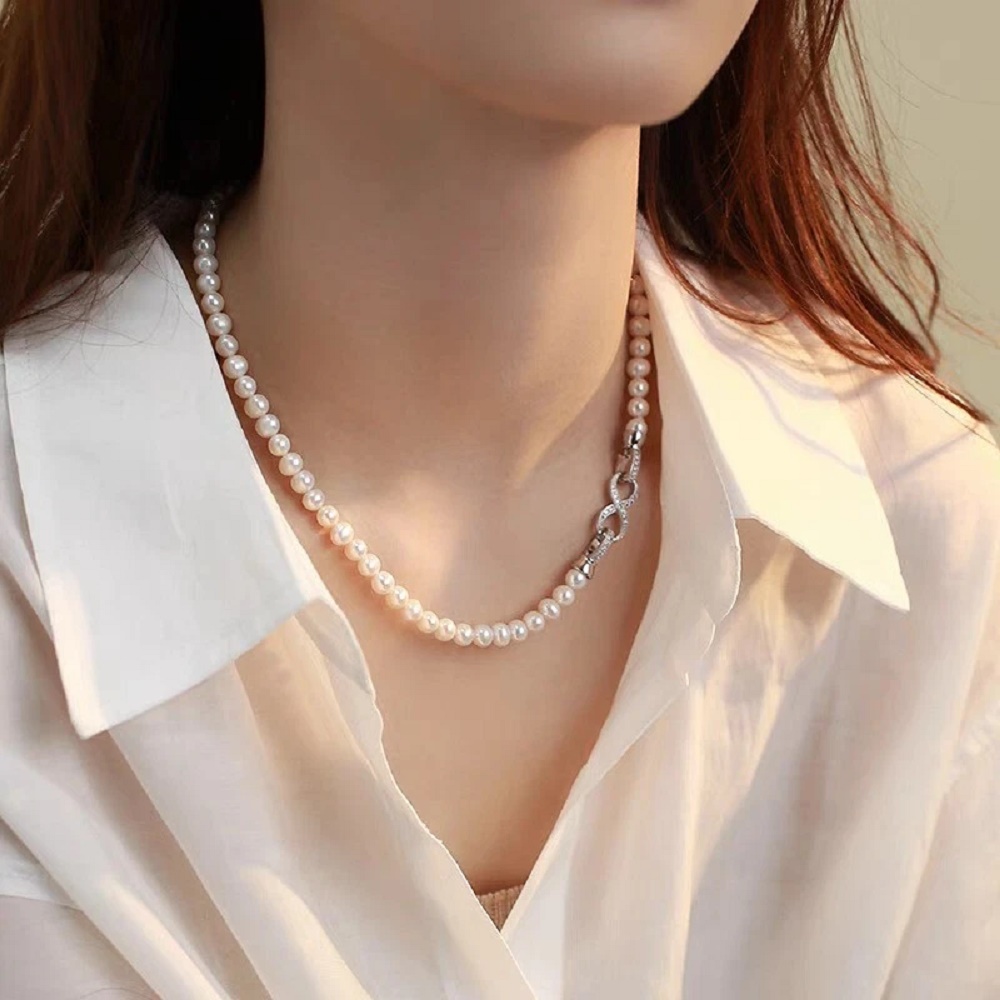 Natural Pearl Necklace Akoya A - Pearl Trim Chain review and price