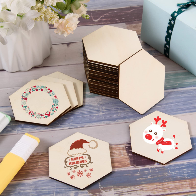 5cm Wooden Hexagon Blank Slice - Christmas Craft Embellishment review and price
